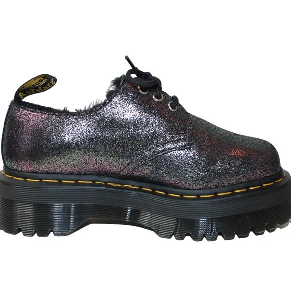 Dr Martens 1461 Quad FL Platform Oxford Purple Glitter Fur Lined Women's 7 NEW! - Picture 9 of 9